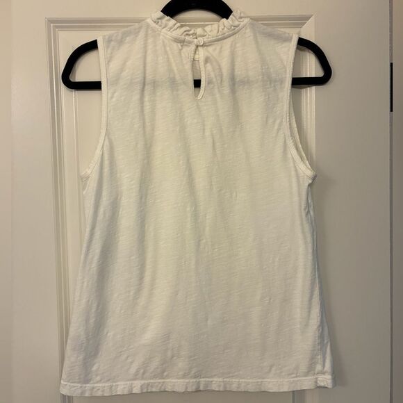 ANTHROPOLOGIE T.LA Sleeveless Ruffle Neck Top White Women’s Size Medium - Picture 2 of 6